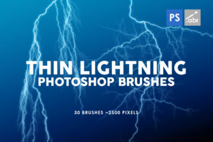 30 Thin Lightning Photoshop Brushes and 30 Brushes Inside: A Creative Resource for Designers and Artists