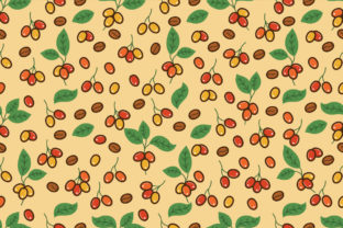 Coffee Berry and Leaves Pattern