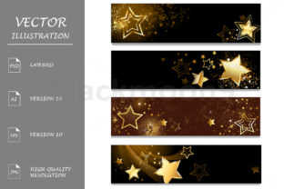 Four Banners with Stars: A Versatile Design Concept for Creative Projects