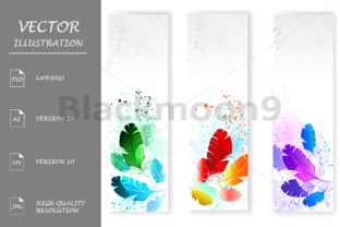 Three Banners with Colored Feathers